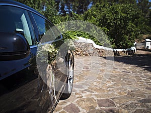 The bride car looks so beautiful