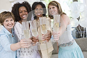 Bride Celebrating Hen Party With Friends And Mother