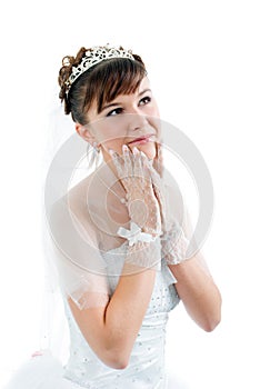 Bride dressed in elegance wedding dress