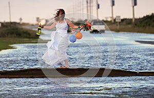 Bride at Flooded Event North Carolina Outer Banks