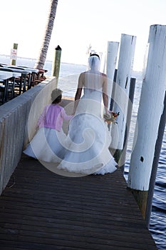 Bride and flower girl