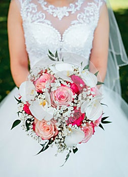 Bride with flowers in hand