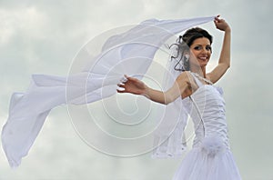 The bride with a fluttering veil