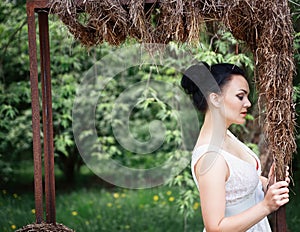 Bride, girl in white dress in the park