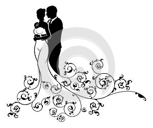 Bride and Groom Abstract Wedding Silhouette Design