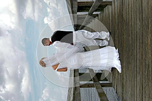 Bride and Groom on boardwalk