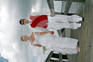 Bride and Groom on boardwalk