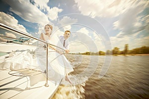 Bride and groom on the boat