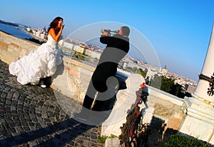 Bride and groom in Budapest
