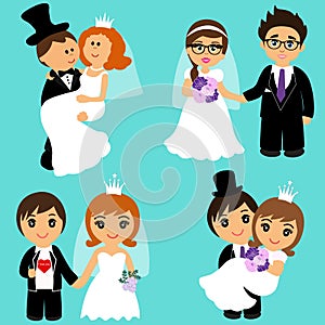 Bride and groom, Cartoon.