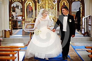 bride and groom in the church