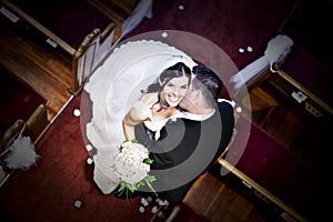 Bride and groom in a church