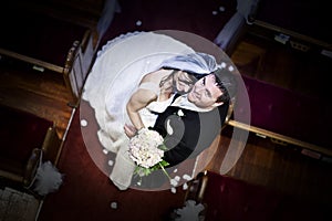 Bride and groom in a church