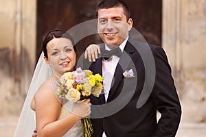 Bride and groom in the city