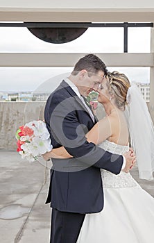 Bride and Groom in city