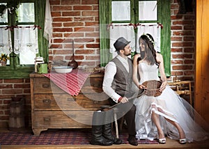 Bride and groom country style wedding