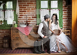 Bride and groom country style wedding