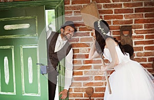 Bride and groom country style wedding