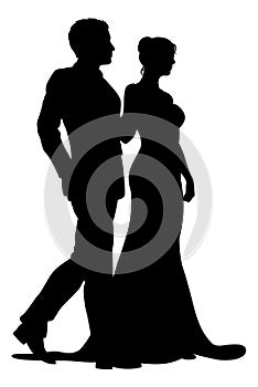 Bride And Groom Couple Wedding Dress Silhouettes