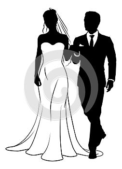 Bride And Groom Couple Wedding Dress Silhouettes