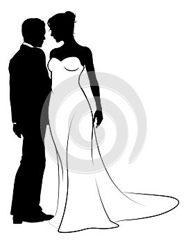 Bride And Groom Couple Wedding Dress Silhouettes