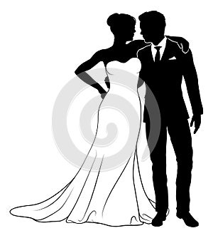 Bride And Groom Couple Wedding Dress Silhouettes