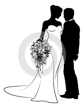 Bride And Groom Couple Wedding Dress Silhouettes