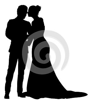 Bride And Groom Couple Wedding Dress Silhouettes