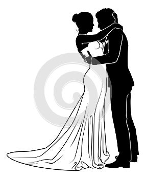 Bride And Groom Couple Wedding Dress Silhouettes