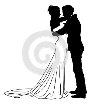 Bride And Groom Couple Wedding Dress Silhouettes