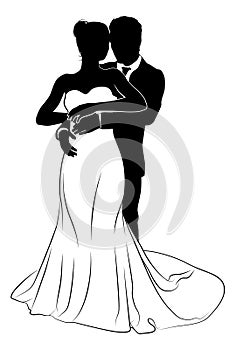 Bride And Groom Couple Wedding Dress Silhouettes