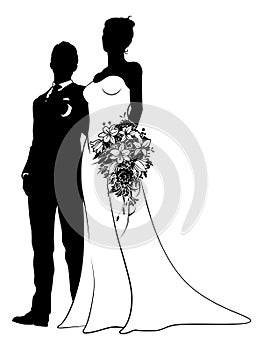 Bride And Groom Couple Wedding Dress Silhouettes