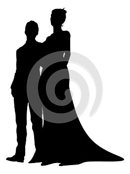 Bride And Groom Couple Wedding Dress Silhouettes