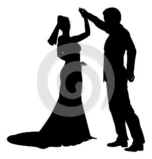 Bride And Groom Couple Wedding Dress Silhouettes