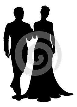 Bride And Groom Couple Wedding Dress Silhouettes