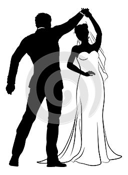 Bride And Groom Couple Wedding Dress Silhouettes