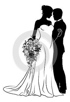 Bride And Groom Couple Wedding Dress Silhouettes