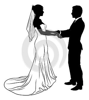 Bride And Groom Couple Wedding Dress Silhouettes