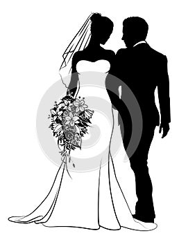 Bride And Groom Couple Wedding Dress Silhouettes