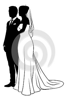 Bride And Groom Couple Wedding Dress Silhouettes