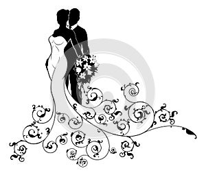 Bride and Groom Couple Wedding Silhouette Abstract