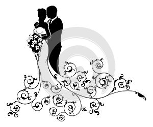 Bride and Groom Couple Wedding Silhouette Abstract