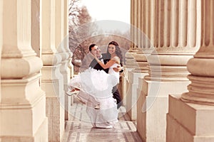 Bride and groom dancing