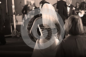 Bride and groom dancing