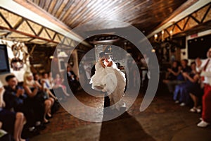 bride and groom dancing on the wedding