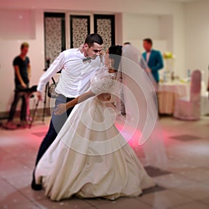 bride and groom dancing on the wedding