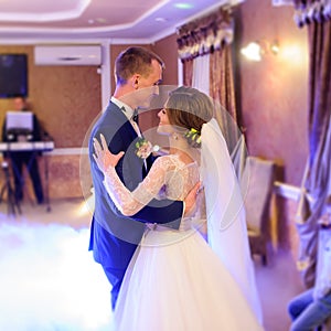 bride and groom dancing on the wedding