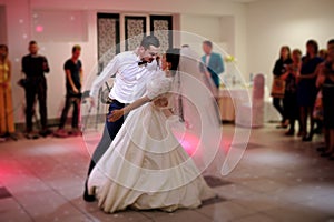 bride and groom dancing on the wedding