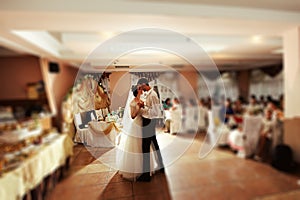 bride and groom dancing on the wedding