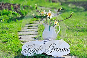 Bride and groom decoration boards